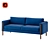 Modern Blue Straight Sofa 3D model small image 2