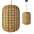 Rattan and Metal Ceiling Lamp 3D model small image 2