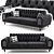 Elegant Anthracite Triple Sofa 3D model small image 1