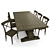 Rustic Wood Dining Table - Dark & Light Wood, Chairs Included 3D model small image 1