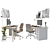 Ikea White Office Workplace Bundle 3D model small image 3