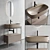 Diva Metal Vanity Unit & Moon Countertop Washbasin 3D model small image 1