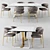 Modern Rectangular Table & Padded Chair Set 3D model small image 2