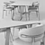 Modern Rectangular Table & Padded Chair Set 3D model small image 3