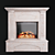 Elegant Crema Nuova Marble Fireplace 3D model small image 2