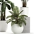 Exotic Plant Collection in White Vase 3D model small image 2