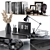 Stylish Black Office Decor Set 3D model small image 2