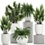 Exotic Greenery Set in White Vase 3D model small image 1