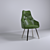 Buttoned Green Leather Dining Chair 3D model small image 1
