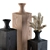 Rustic Wood Vases with Dried Plants 3D model small image 3