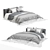 Sleek Gray Fabric Bed 3D model small image 2