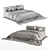 Sleek Gray Fabric Bed 3D model small image 3