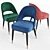 Velvet Dining Chairs: Clover Collection 3D model small image 1