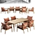 Kerry Lounge Chair & Tate Walnut Table Set 3D model small image 1