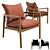 Kerry Lounge Chair & Tate Walnut Table Set 3D model small image 2