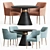 Luxurious Elowen Velvet Armchair & Kelly Wearstler Miramar Table Set 3D model small image 1