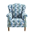 Vintage Armchair in Antoinette Poisson Fabric 3D model small image 2