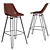 Rustic Leather Barstool 3D model small image 3