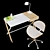 Elegant Workplace Set with Desk, Lamp, and Chair 3D model small image 2