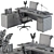 Elegant Executive Office Furniture Set 3D model small image 4