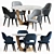 Colette Dining Chair & Romeo Dining Table Set 3D model small image 1