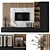 Modern TV Wall - Wood & White Marble 3D model small image 1