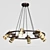 Sleek Golden Brown Chandelier (6-Light) 3D model small image 1