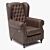 Vintage Leather Sherlock Armchair 3D model small image 6