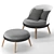 Cherry Accent Chair with Ottoman 3D model small image 1