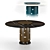 Mezzo Collection Kirk Dining Table: Elegant Lacquered Wood, Carrara Marble, and Polished Brass Design 3D model small image 6