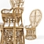 Natural Rattan Outdoor Chair 3D model small image 2