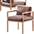 Elegant Leather Dining Chair 3D model small image 1