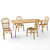 Natural Rattan Dining Set 3D model small image 3