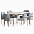 Modern Metal Dining Set 3D model small image 3