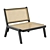 Walnut Rattan Low Lounge Chair: Premium Solid Wood Design 3D model small image 1