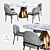 Elegant Silhouette Pedestal Dining Table 3D model small image 1