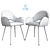 Elegant Tiffany Chair: Gray Velvet, Black Legs 3D model small image 3