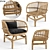 Natural Rattan Lounge Chair & Coffee Table Set 3D model small image 2