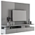 Elegant Gray & Black Marble TV Wall 3D model small image 5