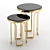 Luxury Tower Side Tables - Black Glass & Brass 3D model small image 1