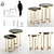 Luxury Tower Side Tables - Black Glass & Brass 3D model small image 4