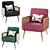 Stylish Rattan Velvet Armchair 3D model small image 1