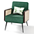 Stylish Rattan Velvet Armchair 3D model small image 4