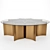 Elegant Lotus Brass Glass Table 3D model small image 1