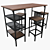 Industrial Style Table and Chair Set 3D model small image 1