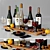 Fruit & Wine Extravaganza: Citrus, Orange, Red & White Wine, Jamon, Walnut 3D model small image 1