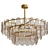 Elegant Gold & White Smoke Glass Chandelier 3D model small image 1