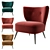 Luxurious Franck Velvet Chair 3D model small image 1