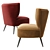 Luxurious Franck Velvet Chair 3D model small image 3