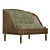 Modern Wood and Fabric Love Seat 3D model small image 3